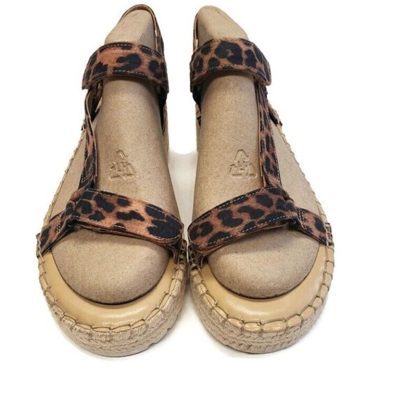 Nine West Womens Size 6 Gaduex2 Espadrille Wedge Open Toe Sandals Brown Leopard - Picture 5 of 8